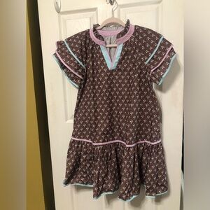 NWOT Brown Floral Dress with Pink and Blue Accents